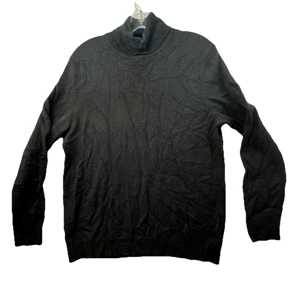 TALBOTS Size XL Cowl Neck 100% Cashmere Sweater‎ Preppy Soft Cabin Cozy Black